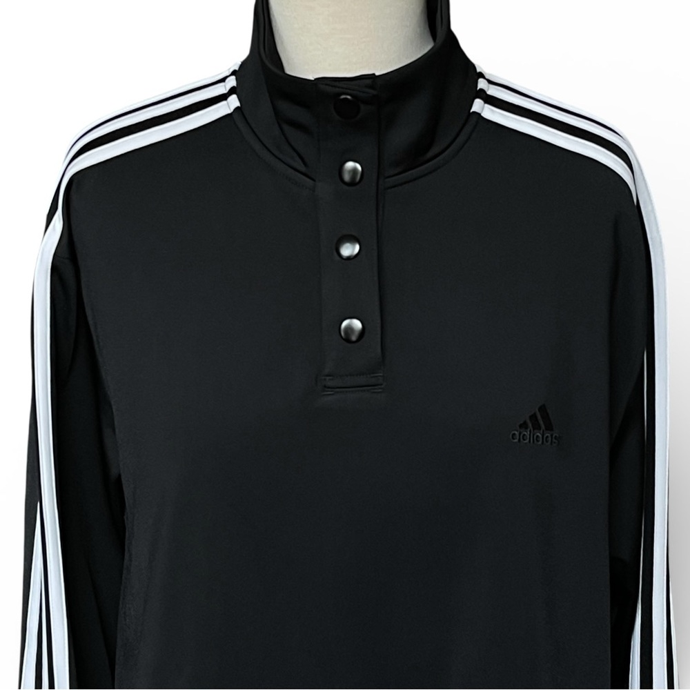 Adidas Black and White Cropped 1/4 Snap Pullover Tricot Jacket NWT Size Large - Picture 7 of 16